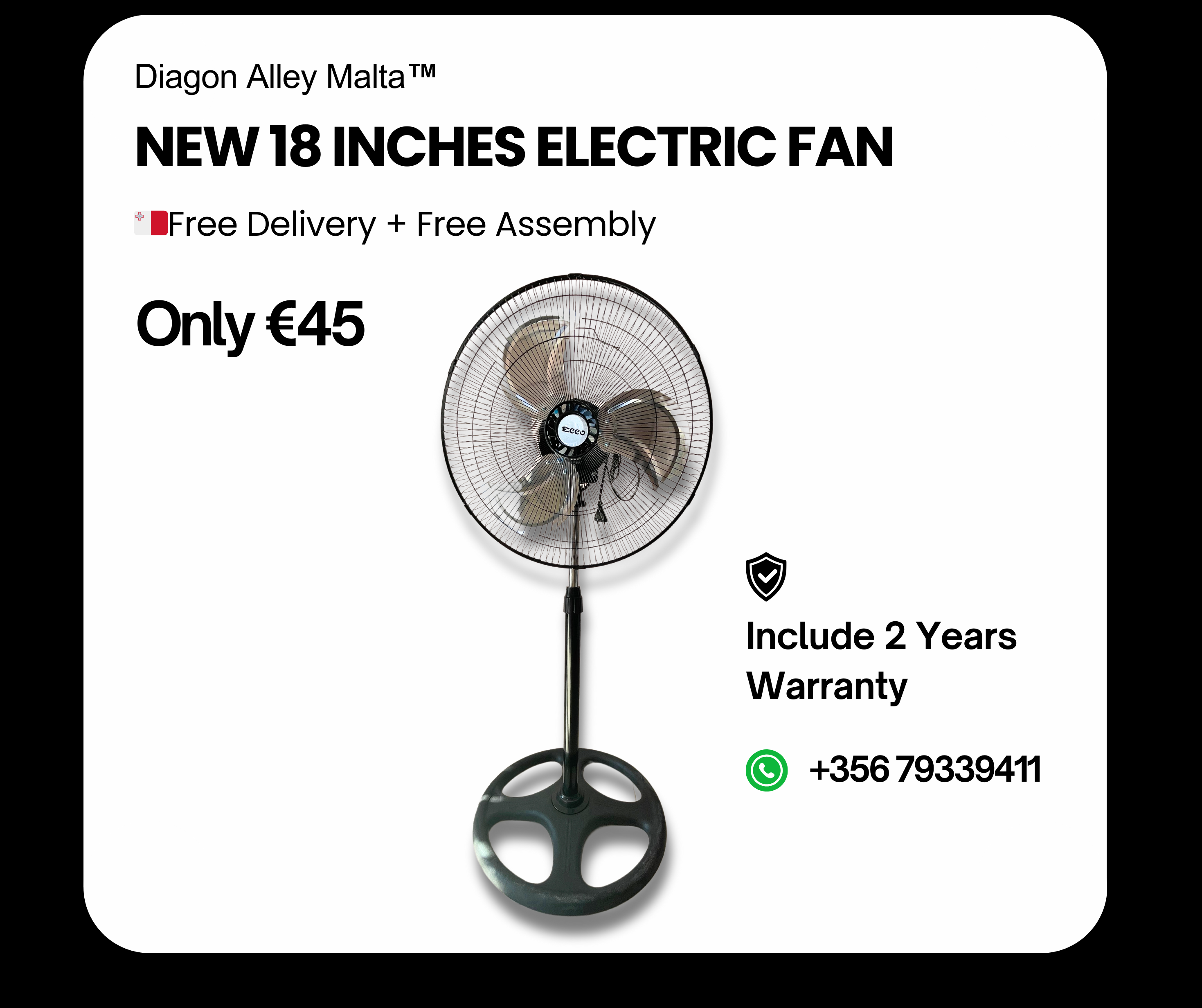 New Electric 18 Inches Metal Fan